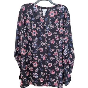 Catherine’s size 26/28 3X Black pink floral